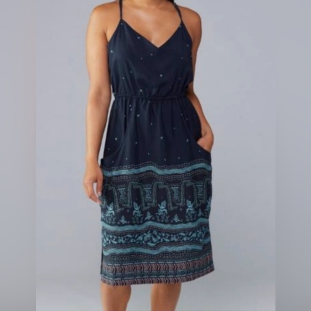 Patagonia Lost Wildflower XS Navy Printed Adjustable Spaghetti-Strap Dress